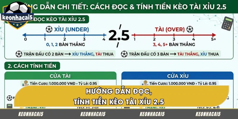 Cách đọc, tính tiền kèo Tài Xỉu 2.5 cơ bản, dễ hiểu